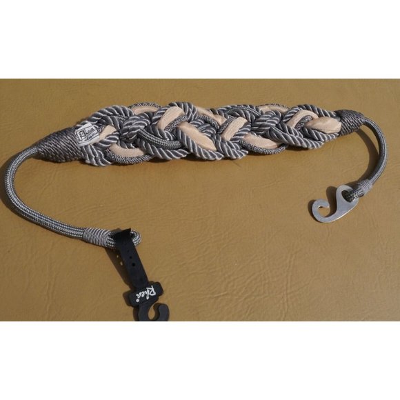Rhea Belt 80s Women\'s Braided Stretch Knot Waist Grey Silver Center Medallion main image 4